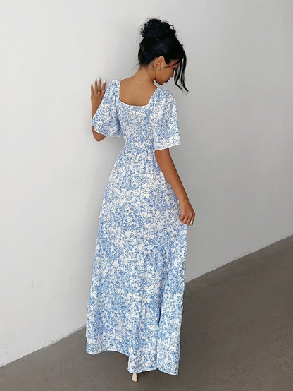 Floral sweetheart tiered maxi dress for women | Marisela