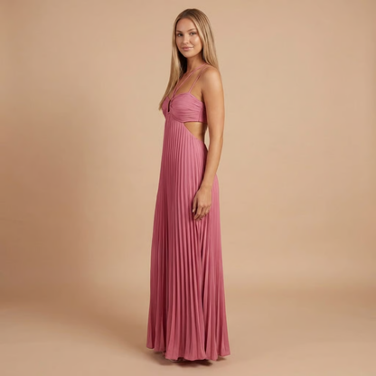 Elegant pleated halter maxi gown for women | Lavinia -6