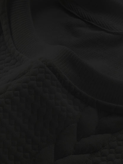 Thervan | Men's Textured Crew Neck Sweatshirt with Ribbed Cuffs