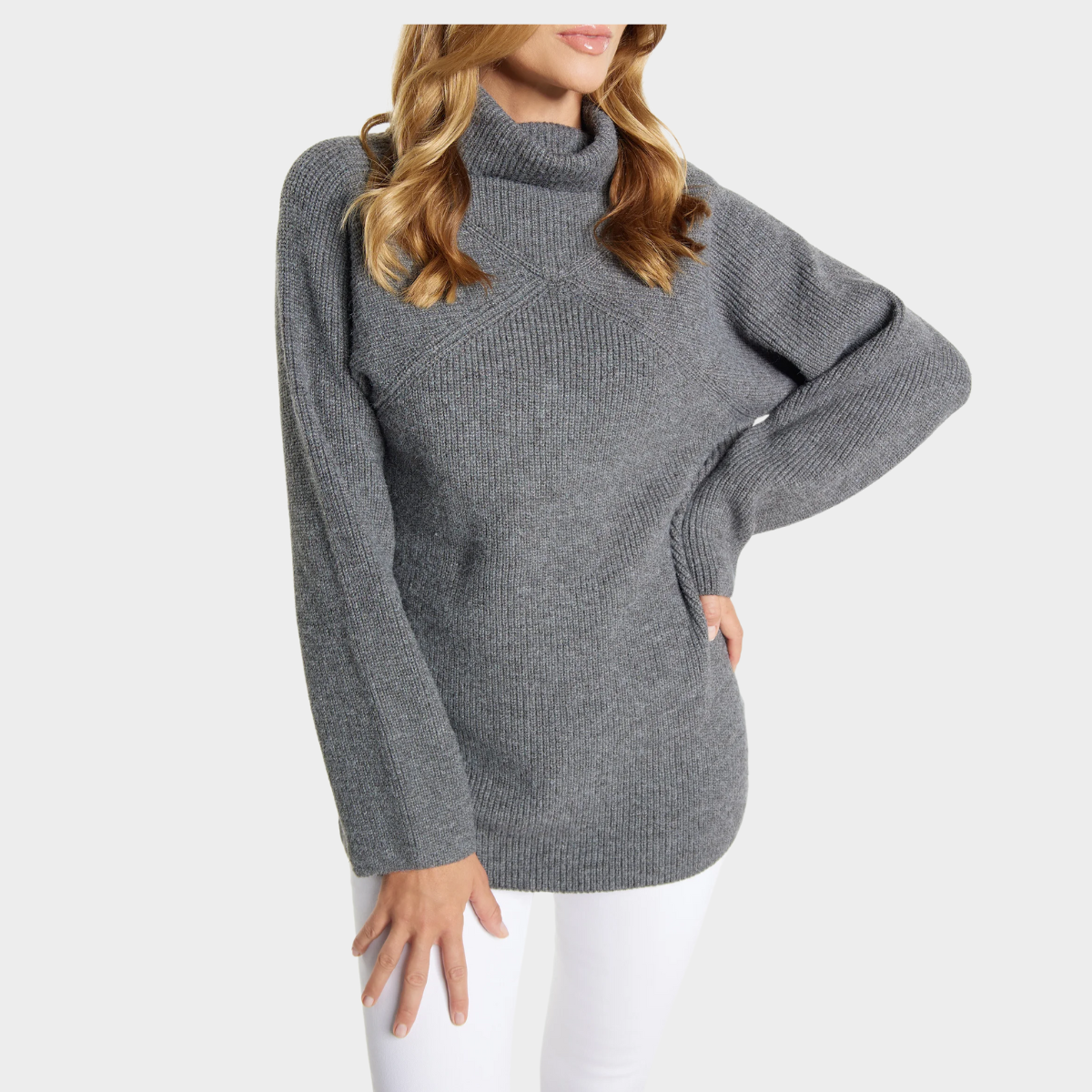 Rosalind | Women's Ribbed Oversized Turtleneck Tunic Sweater