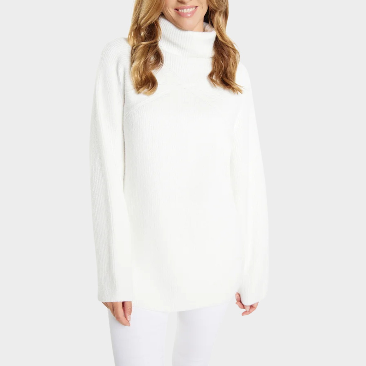 Rosalind | Women's Ribbed Oversized Turtleneck Tunic Sweater
