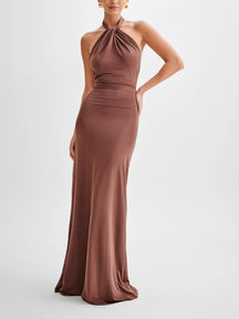 Halter Slinky Maxi Dress for Special Occasions | Amara