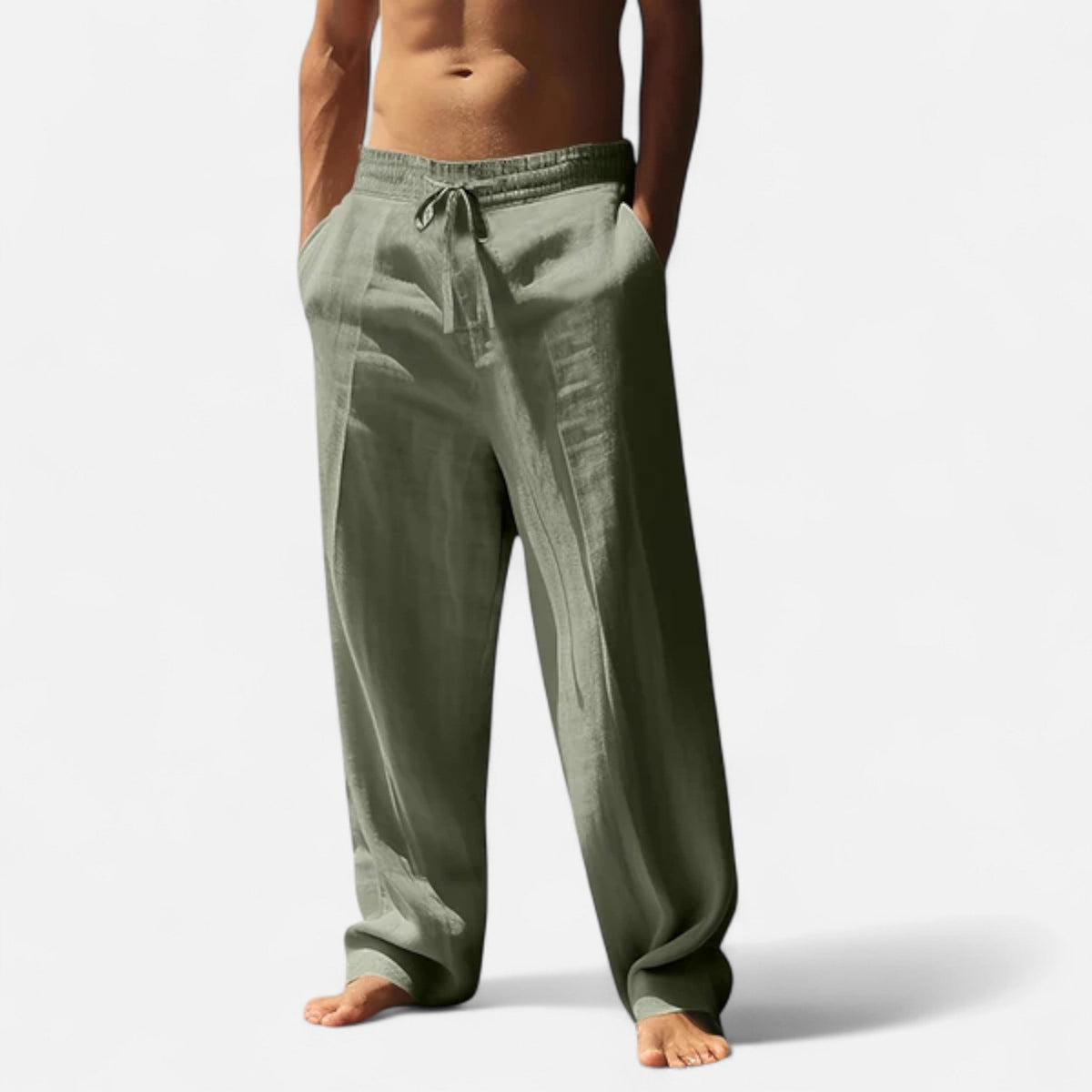 Classic relaxed linen everyday trousers for men
