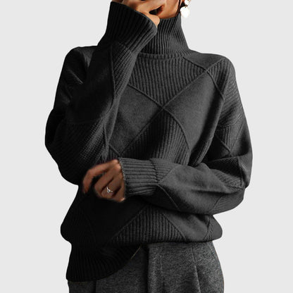 Relaxed cosy knit turtleneck everyday jumper for women | Lunelle