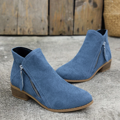 Orthopedic leather zipper block heel boots for women | Joanna