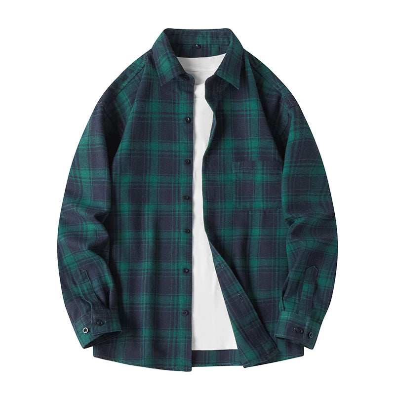 Classic plaid button-front flannel shirt for men | Thatcher