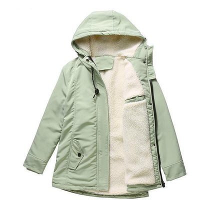 Thick hooded quilted-lining winter coat for women | Amina