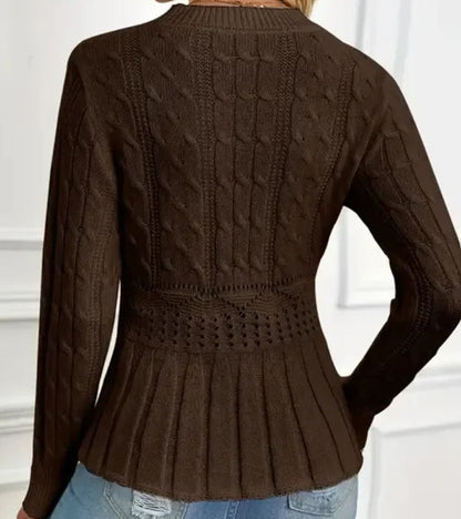 Thick knit peplum hem sweater for women | Ornella