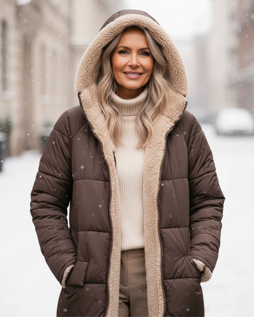 Warm sherpa-lined winter coat for women | Eleanor