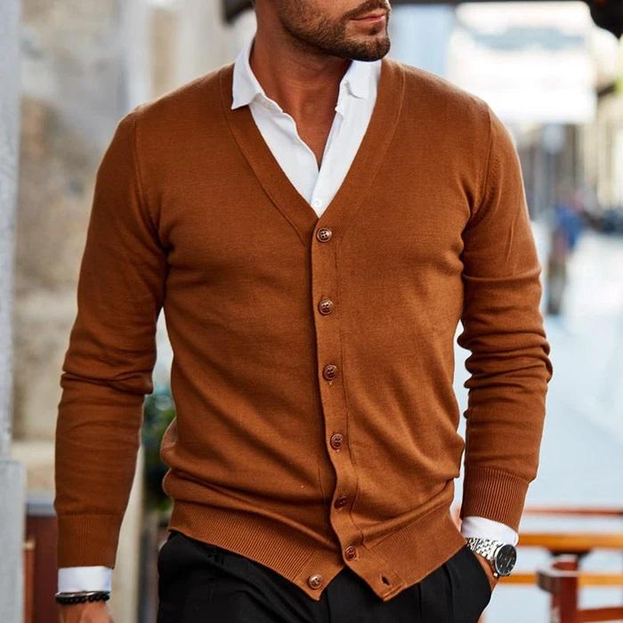 Moreau | Men's V Neck Button Front Cardigan