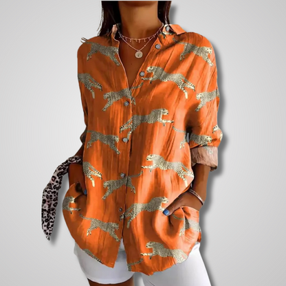 Ruby | Women's Relaxed Printed Button Front Shirt