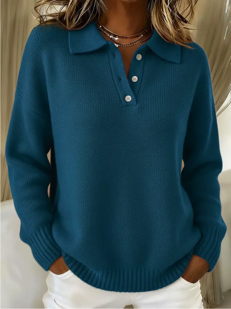 Classic knit polo everyday jumper for women | Olivia