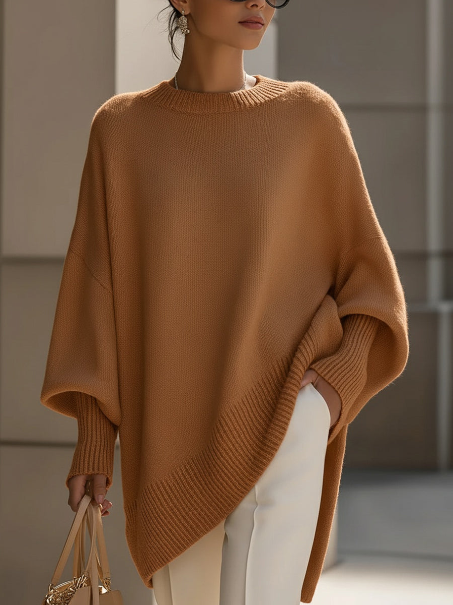 Oversized Wool-Blend Sweater with Rounded Neck for Women | Selina