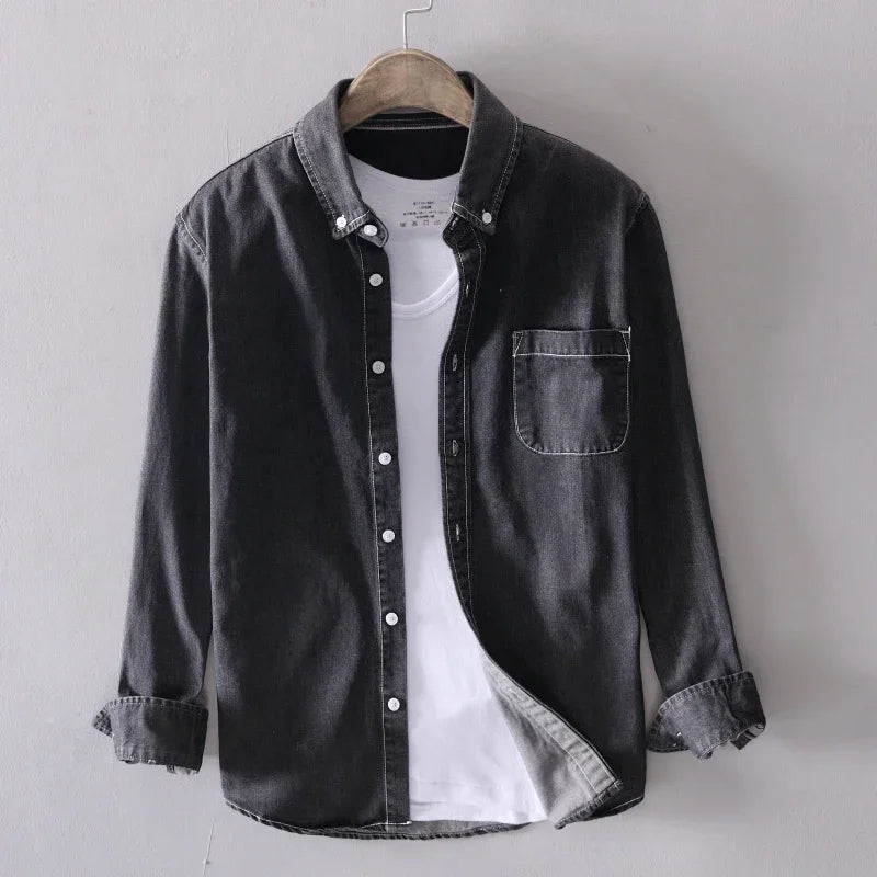 Classic button-down denim shirt for men | Alaric