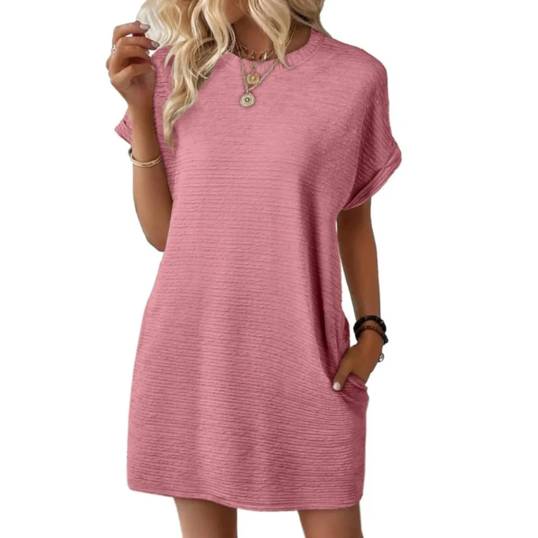 Casual minimalist round-neck summer dress for women | Evasha