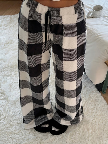 Aira | Women's Plaid Wide Leg Drawstring Sweatpants