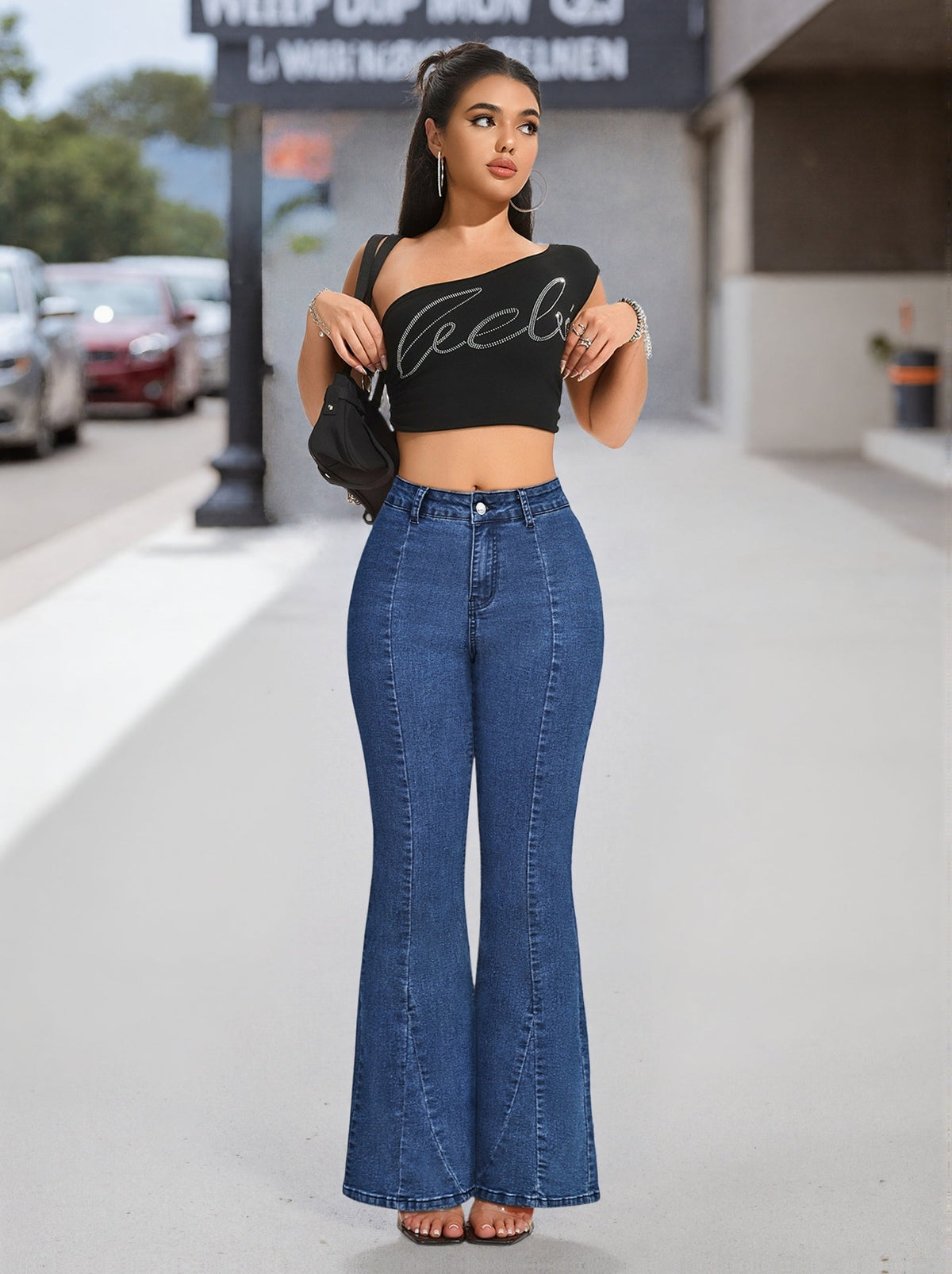 Coralie | Women's High Waist Button Front Flare Jeans