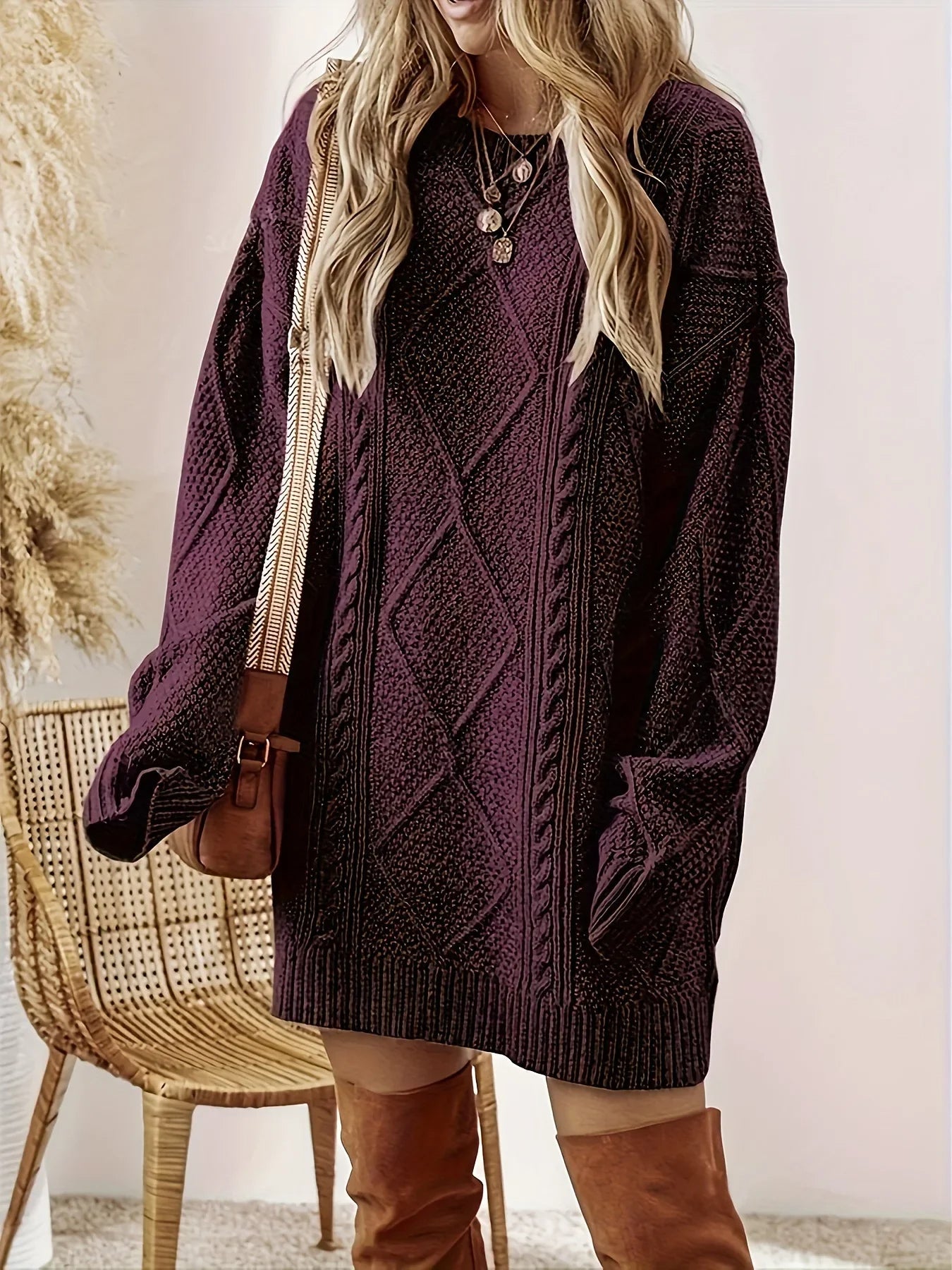 Juno Cable Knit Sweater Dress | Elara