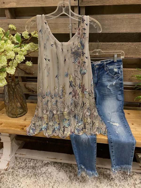 Floral print loose fit tank top for women | Marisela