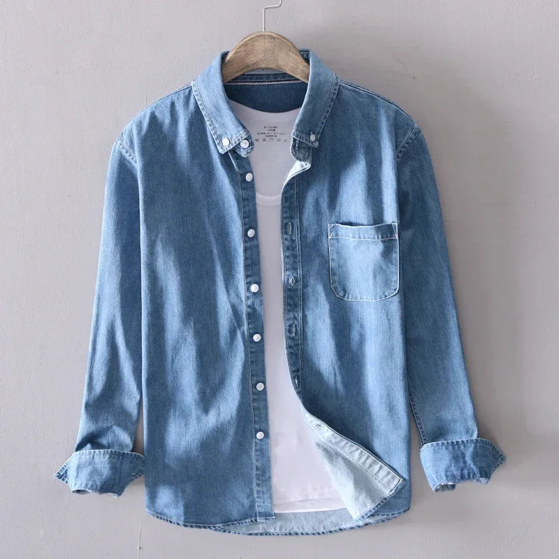 Classic button-down denim shirt for men | Alaric