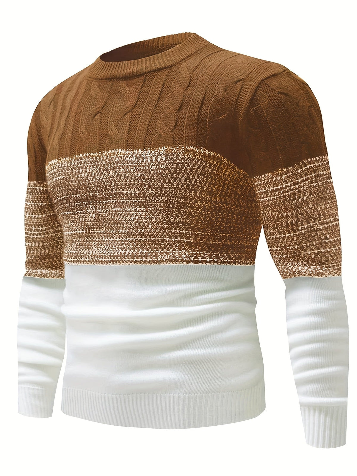 Gavren | Men's Color Block Crew Neck Sweater with Ribbed Cuffs