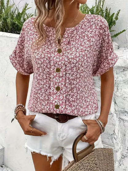 Elegant floral relaxed fit long sleeve blouse for women | Virellea
