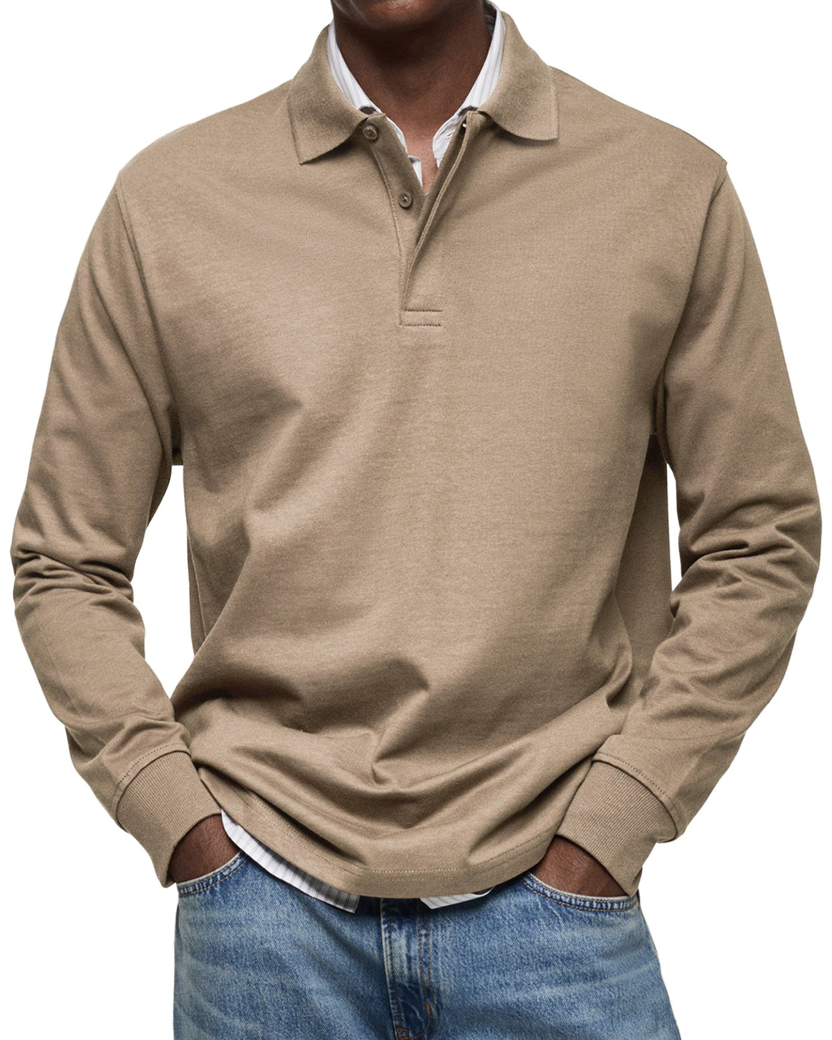Classic long-sleeve relaxed polo shirt for men | Gary