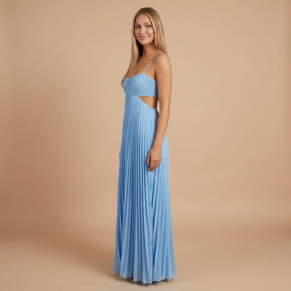 Elegant pleated halter maxi gown for women | Lavinia -11