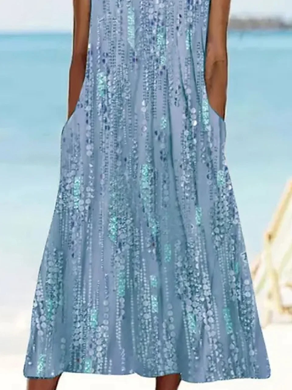 Blue floral print sleeveless maxi dress for women | Marina