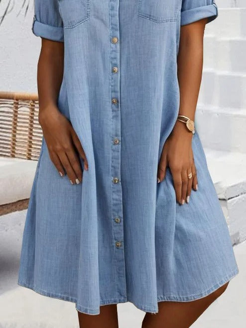 Casual cotton button-down shirt dress for women | Marielle