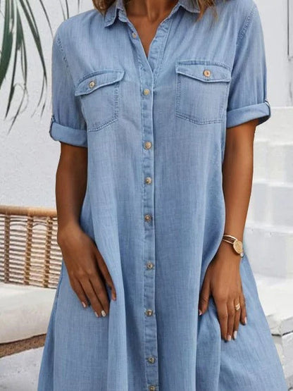 Casual cotton button-down shirt dress for women | Marielle