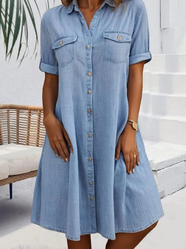 Casual cotton button-down shirt dress for women | Marielle