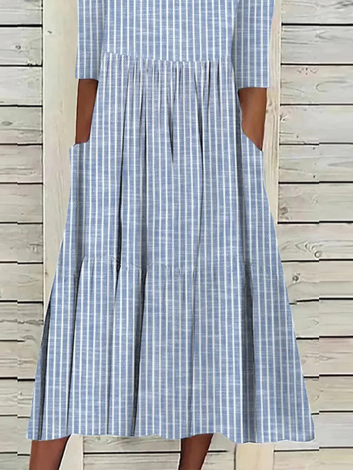 Striped loose fit midi dress for women | Colette