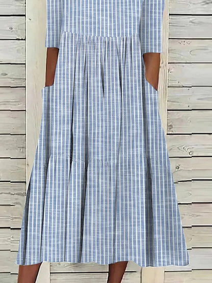 Striped loose fit midi dress for women | Colette