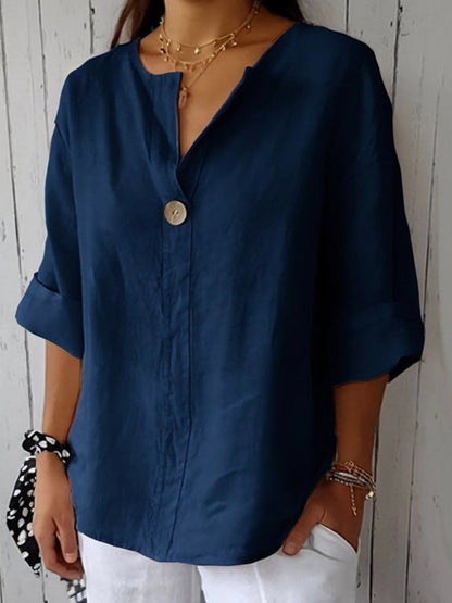Cotton loose fit single button blouse for women | Marisela