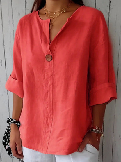 Cotton loose fit single button blouse for women | Marisela