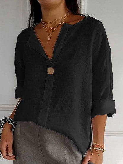 Cotton loose fit single button blouse for women | Marisela