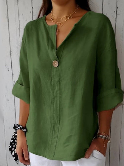 Cotton loose fit single button blouse for women | Marisela