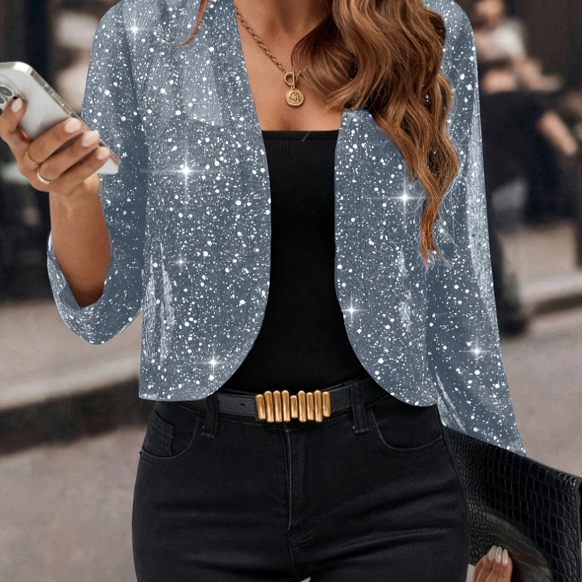 Saskia | Women's Shimmer Cropped Blazer Jacket