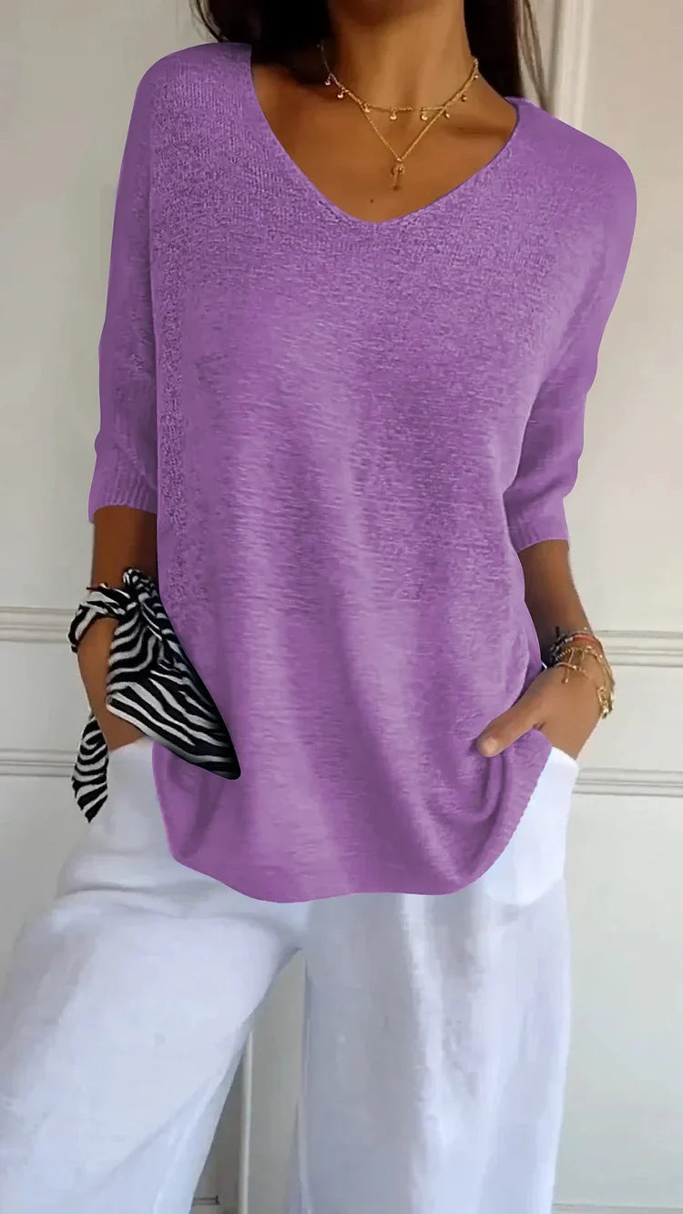 Maya | Women's Knitted V Neck Relaxed Top