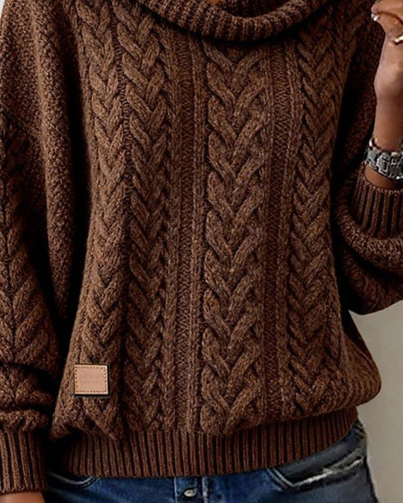 Whitley | Women's Cable Knit Draped Collar Sweater