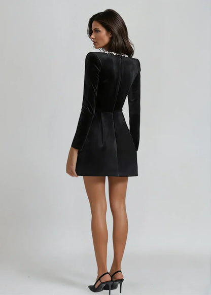 Chic Velvet Mini Dress with Square Neckline | Willow