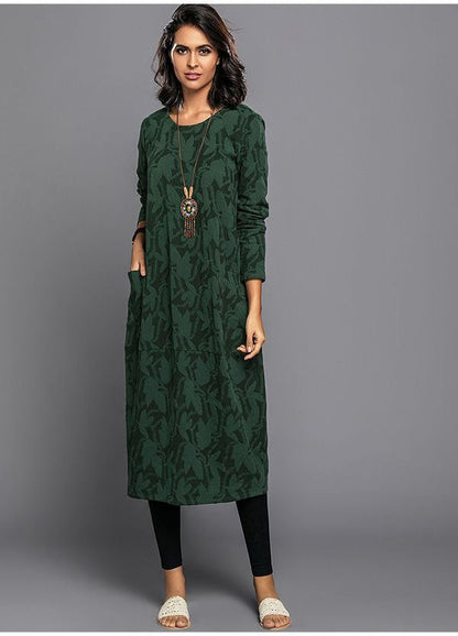 Relaxed floral midi dress with pockets for women | Amara