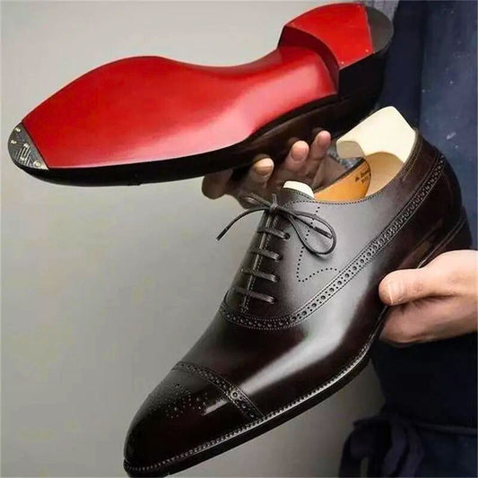 Classic leather brogue oxford dress shoes for men