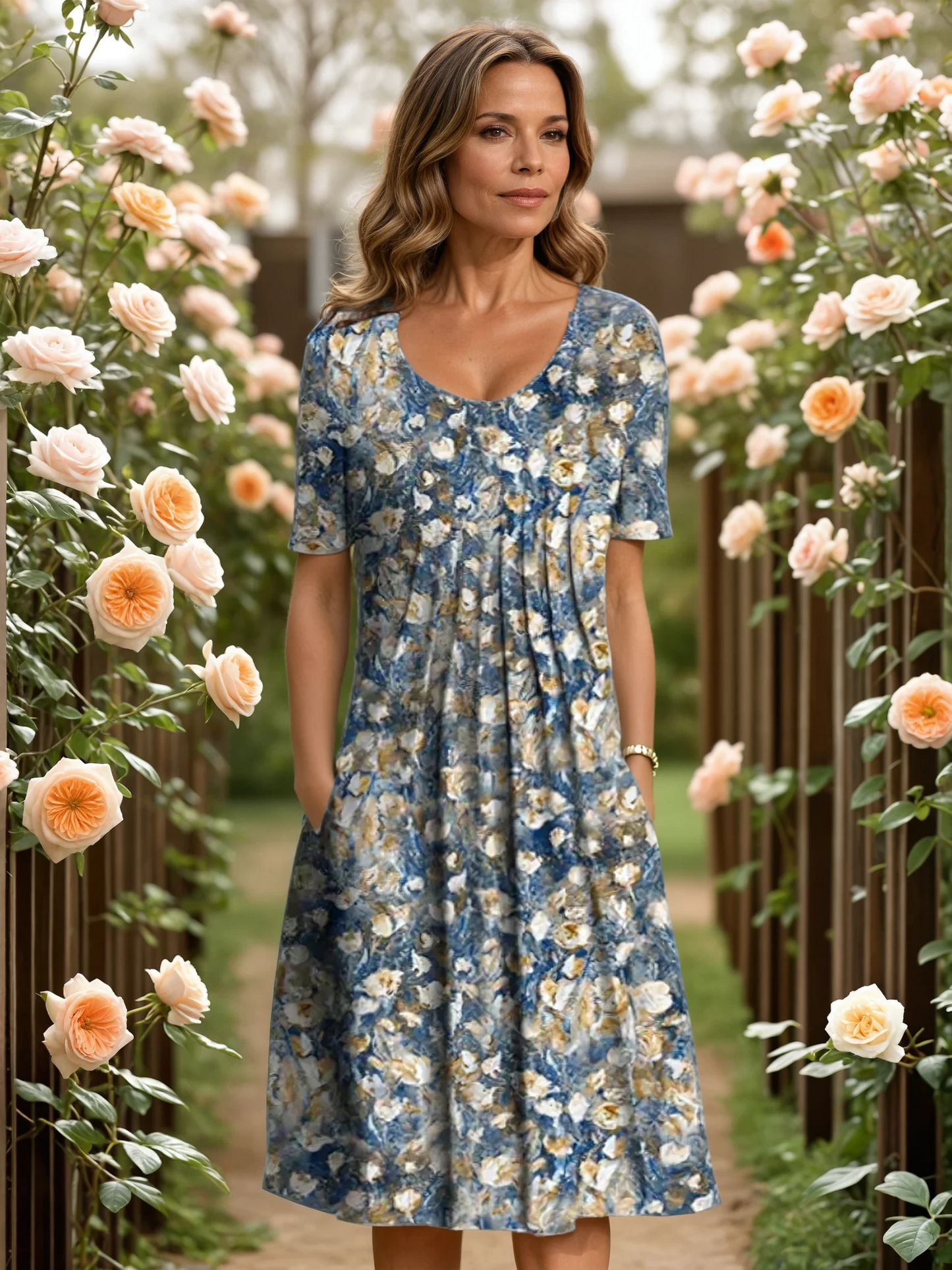 Elegant floral tummy-coverage dress for women | Marianne