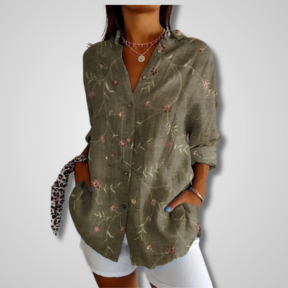 Ruby | Women's Relaxed Printed Button Front Shirt