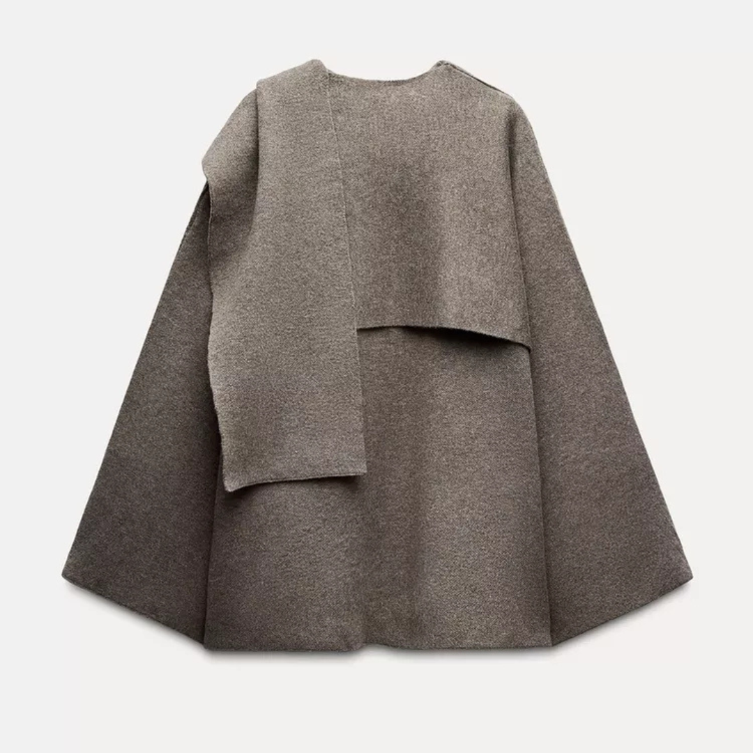 Chic asymmetrical wool poncho for women | Seraphina