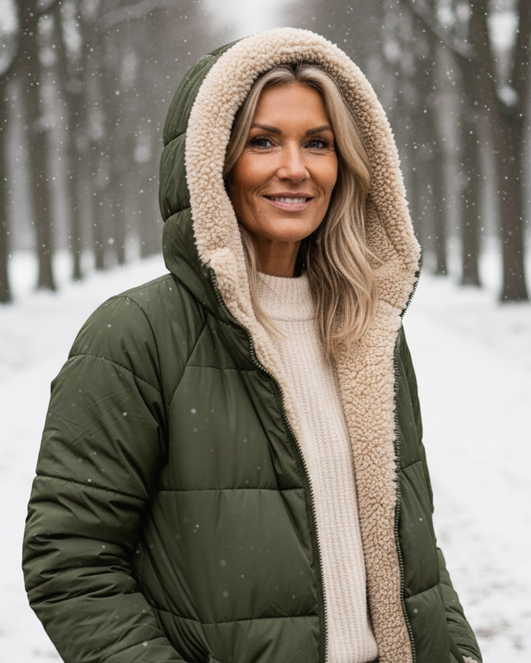 Warm sherpa-lined winter coat for women | Eleanor