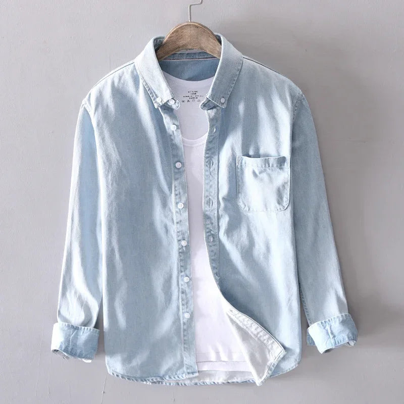 Classic button-down denim shirt for men | Alaric