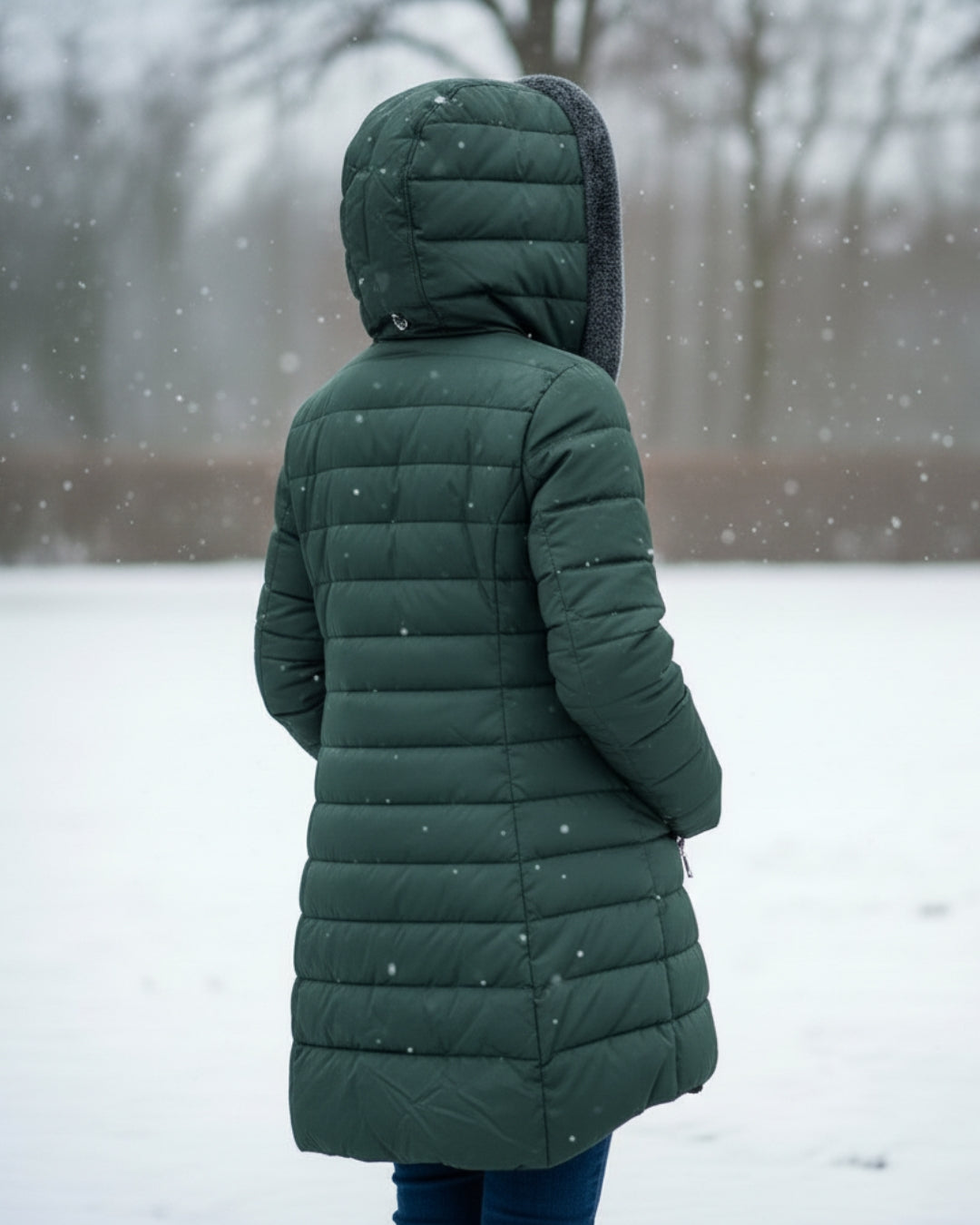 Warm hooded puffer winter coat for women | Olivia